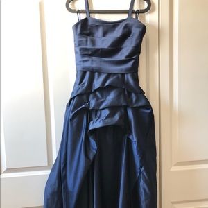 Concert dress navy blue with satin similar fabric